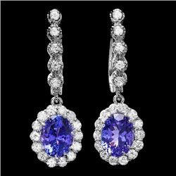 14k Gold 4ct Tanzanite 1.35ct Diamond Earrings