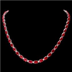 14k Gold 41.00ct Ruby 2.00ct Diamond Necklace