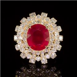 14K Gold 9.39ct Ruby 3.93ct Diamond Ring