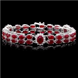 14k White Gold 22ct Ruby 1.30ct Diamond Bracelet