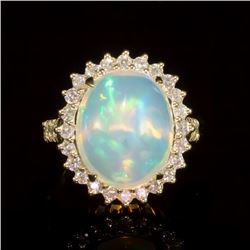 14K Gold 7.02ct Opal 1.11ct Diamond Ring