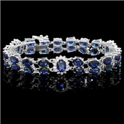 14k Gold 30ct Sapphire 1.20ct Diamond Bracelet