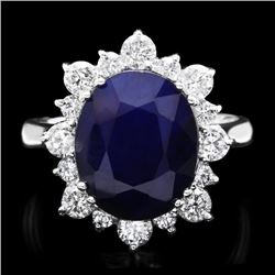 14k Gold 7.00ct Sapphire 1.00ct Diamond Ring