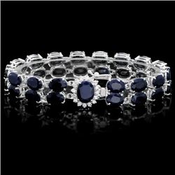 14k Gold 53.5ct Sapphire 0.60ct Diamond Bracelet