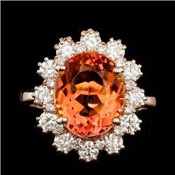 14k Rose Gold 4.50ct Citrine 1.30ct Diamond Ring