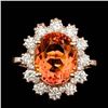 Image 1 : 14k Rose Gold 4.50ct Citrine 1.30ct Diamond Ring