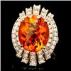Image 1 : 14k Gold 9.50ct Citrine 1.90ct Diamond Ring
