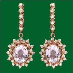 14k Gold 7.93 Kunzite 1.70ct Diamond Earrings