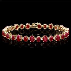 14k Gold 21.00ct Ruby 0.90ct Diamond Bracelet
