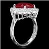 Image 2 : 14k White Gold 6.15ct Ruby 0.80ct Diamond Ring