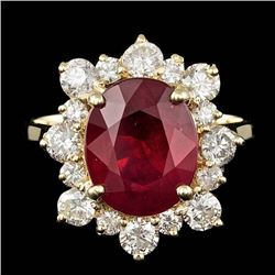 14k Yellow Gold 5.50ct Ruby 1.35ct Diamond Ring