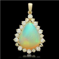 14K Gold 10.78ct Opal 2.15ct Diamond Pendant