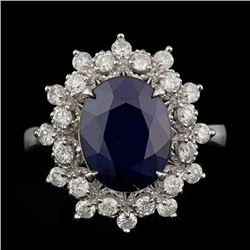 14k Gold 3.50ct Sapphire 0.70ct Diamond Ring
