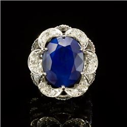 14K Gold 12.34ct Sapphire 0.85ct Diamond Ring
