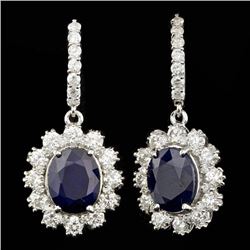 14k Gold 7.00ct Sapphire 2.80ct Diamond Earrings