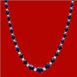 14k Gold 30.19ct Sapphire 1.25ct Diamond Necklace
