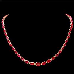 14k Gold 37.00ct Ruby 1.15ct Diamond Necklace