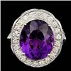 Image 1 : 14k Gold 7.00ct Amethyst 1.90ct Diamond Ring