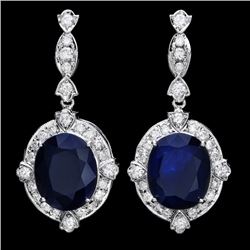 14k Gold 18ct Sapphire 1.80ct Diamond Earrings