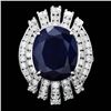 Image 1 : 14k Gold 10.50ct Sapphire 1.90ct Diamond Ring