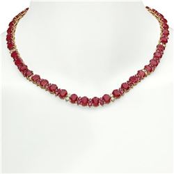 14K Gold 95.98ct Ruby 2.56ct Diamond Necklace