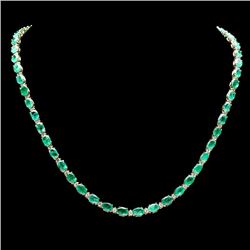 14k Gold 23ct Emerald 1.55ct Diamond Necklace