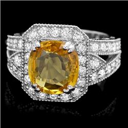 14k Gold 3.50ct Sapphire 3.50ct Diamond Ring
