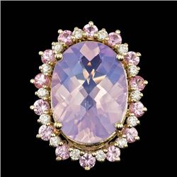 14k Gold 14.00ct Amethyst 0.70ct Diamond Ring