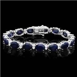 14k Gold 36.00ct Sapphire 1.55ct Diamond Bracelet