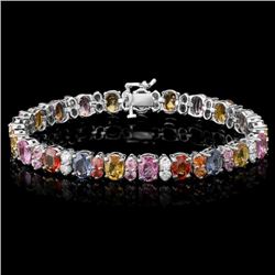 14k Gold 23ct Sapphire 1.60ct Diamond Bracelet