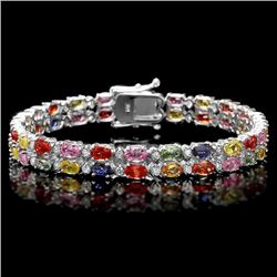 14k Gold 15.00ct Sapphire 1.10ct Diamond Bracelet