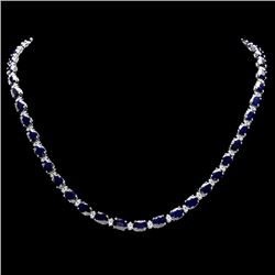 14k Gold 37ct Sapphire 1.85ct Diamond Necklace
