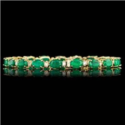14k Gold 14.00ct Emerald 1.00ct Diamond Bracelet