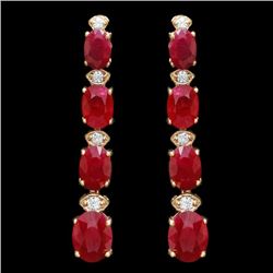 14k Gold 9.00ct Ruby 0.25ct Diamond Earrings