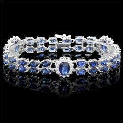 14k Gold 27ct Sapphire 1.65ct Diamond Bracelet