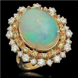 14K Gold 10.00ct Opal 0.80ct Sapphire 1.00ct Diamond Ring