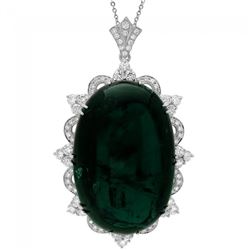 18k 332.00ct Tourmaline 6.40ct Diamond Pendant