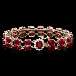 14k Gold 53.00ct Ruby 0.50ct Diamond Bracelet