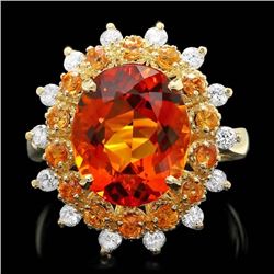 14k Gold 5.00ct Citrine 0.40ct Diamond Ring
