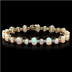 14k Gold 12.00ct Opal 0.85ct Diamond Bracelet