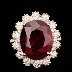 14k Rose Gold 10.00ct Ruby 1.47ct Diamond Ring