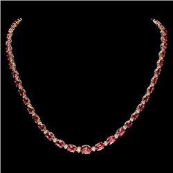 14k Gold 25ct Tourmaline 1.40ct Diamond Necklace