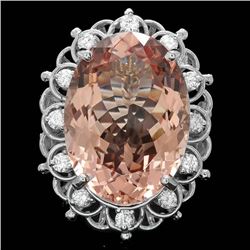 14k Gold 18.50ct Morganite 0.60ct Diamond Ring