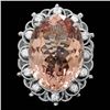Image 1 : 14k Gold 18.50ct Morganite 0.60ct Diamond Ring