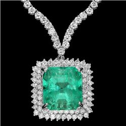 18k Gold 17.00ct Emerald 10.70ct Diamond Necklace