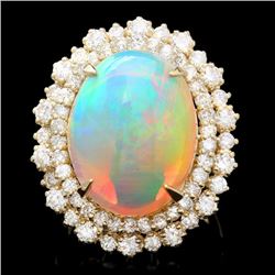 14k Yellow Gold 10.00ct Opal 2.15ct Diamond Ring