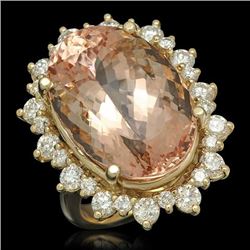 14K Gold 23.03ct Morganite 2.13ct Diamond Ring