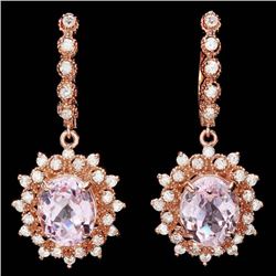 14k Rose 9.00ct Kunzite 1.60ct Diamond Earrings