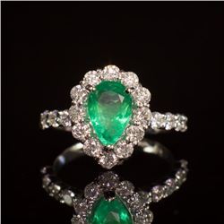 14K Gold 6.20ct Emerald 1.50ct Diamond Ring