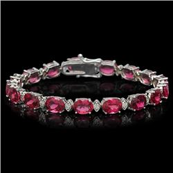 14K Gold 22.52ct Tourmaline 1.02ct Diamond Bracelet